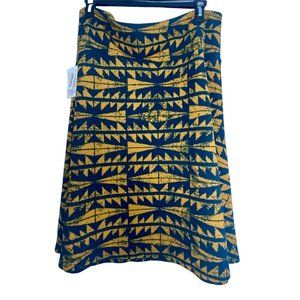 LuLaRoe  New AZURE Skirt 3XL Mountain Tribal Print Yellow‎ Blue Turquoise Fall